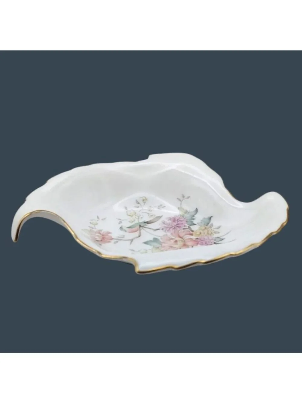 Royal Doulton Mystic Dawn Bone China Leaf-Shaped Trinket Nut Dish England 1985